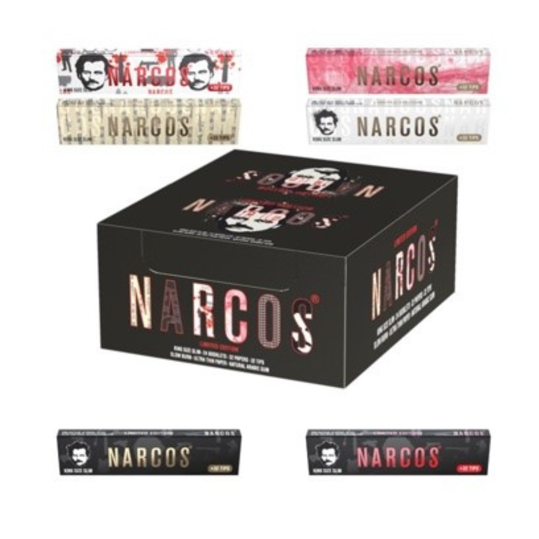 NARCOS ROLLING PAPER LIMITED EDITION / DISPLAY 24 PIECES / BROWN + WHITE MIX + TIPS / 4963